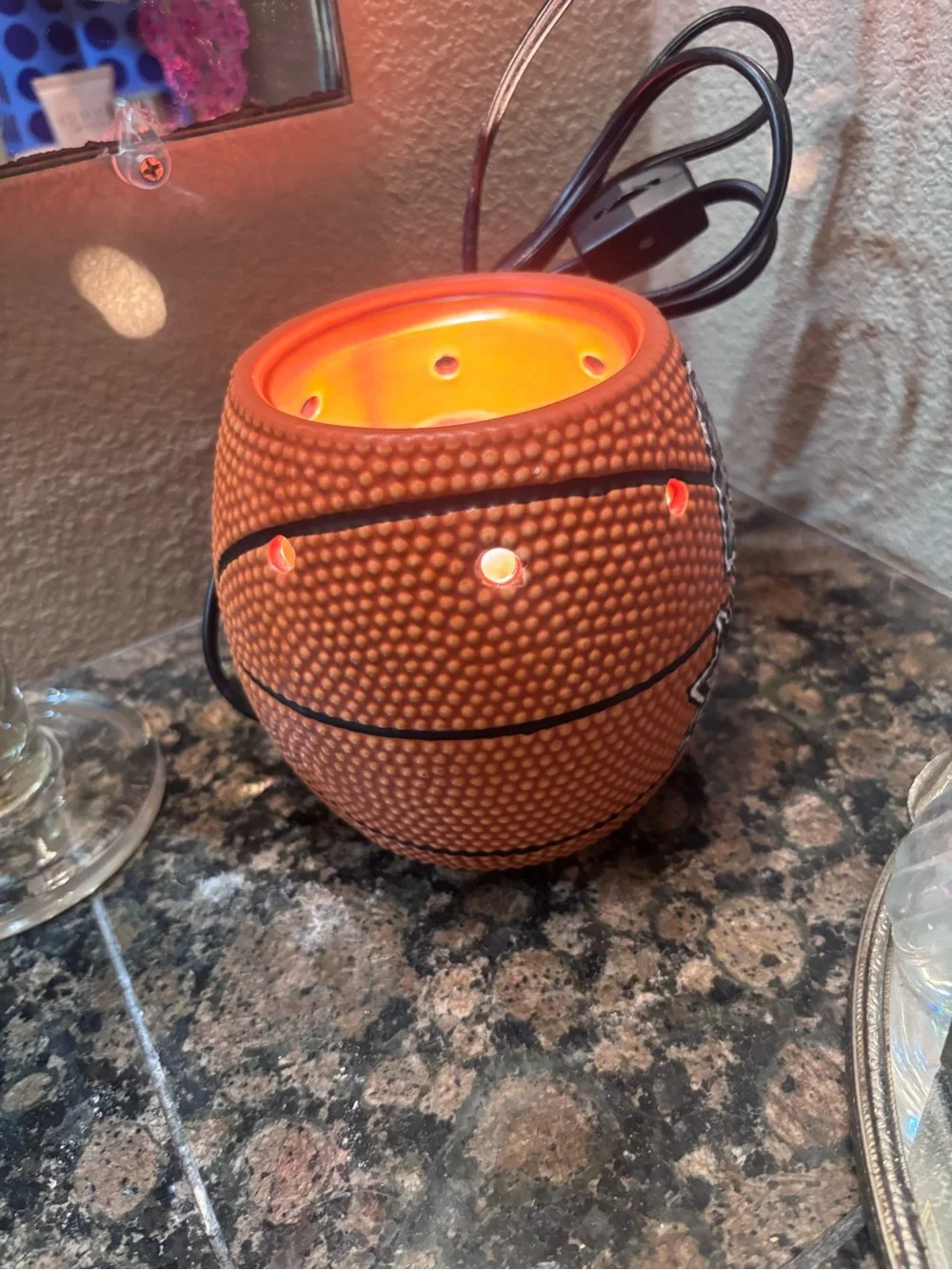 Basketball lamp with hand painted Spurs logo